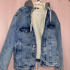 Jean jacket with hood